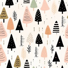 Abstract Christmas Tree Seamless Wrapping Paper Pattern.