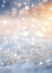 Abstract winter snow with white snowflakes confetti and bokeh. Festive minimal background. - obrazy, fototapety, plakaty