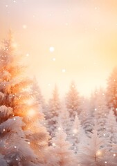 Winter abstract minimal vertical background with fir trees covered with snow and copy space.