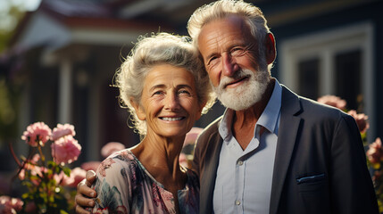 Obraz premium Portrait of a mature happy married couple. Ai generative.