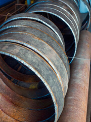 Round metal rings for joining and welding pipes. Procurement for repair of the pipeline. Industrial...