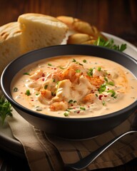 A true seafood lovers delight, this bisque encapsulates the oceans bounty with generous servings of succulent shrimp and chunks of tender lobster engulfed in a creamy base, lightly seasoned
