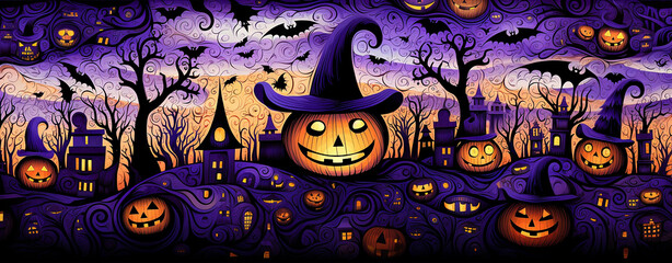 purple Halloweens illustrated background