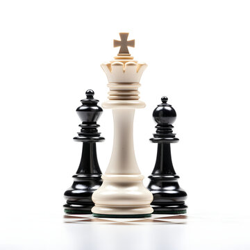 chess pieces on white background