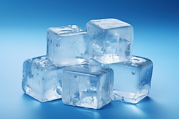 ice cubes isolated on blue background