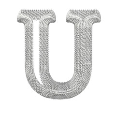 Symbol made of silver dollar 3d signs. letter u