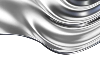 Foto op Canvas Abstract silver gradient curve. Flow chrome liquid metal waves isolated on white © SolaruS
