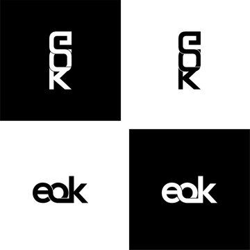 eok lettering initial monogram logo design set