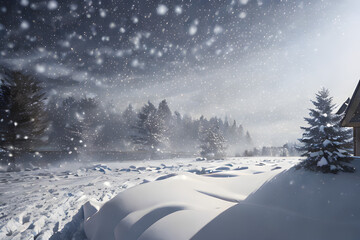 winter landscape with snow covered trees,Generative IA