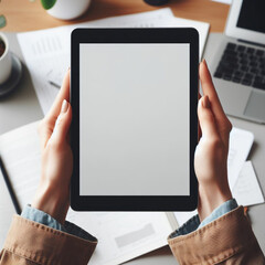 person working on tablet computer,Generative IA