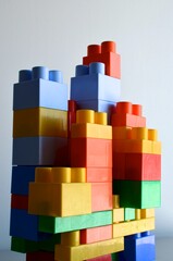 A building built with toy Bricks like bricks.