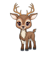 Cute Vector cartoon white tail deer sticker	