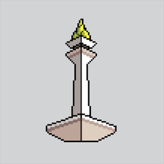Pixel art illustration Monas. Pixelated Monumen Nasional. National Monument indonesian landmark icon pixelated
for the pixel art game and icon for website and video game. old school retro.
