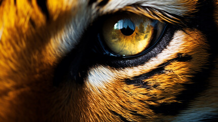 closeup em olhos de tigre  - obrazy, fototapety, plakaty