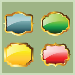 Sale golden frames and labels collection. vector