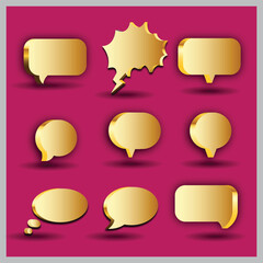 Set of 3D cute white square speech bubble icons, isolated on pink pastel background. 3D Chat icon. vector