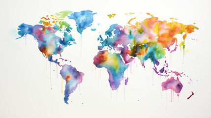 mapa do mundo aquarela  - obrazy, fototapety, plakaty