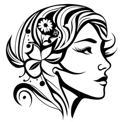 Elegant Face Line Art and Expressions