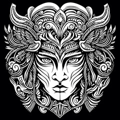 Elegant Face Line Art and Expressions