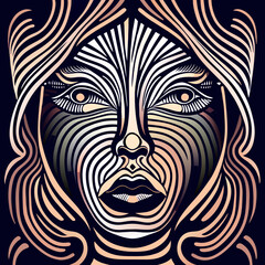 Elegant Face Line Art and Expressions