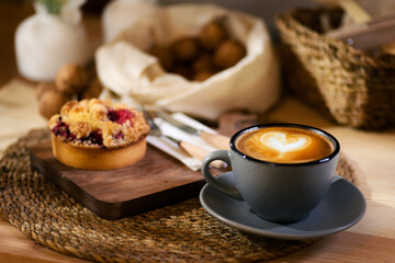 Rustic Latte and Strawberry Tart Setting