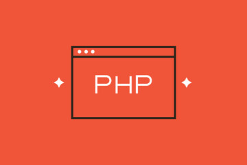 Geometric php coding illustration in flat style design. Vector illustration. 