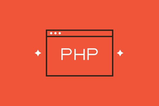 Geometric php coding illustration in flat style design. Vector illustration. 