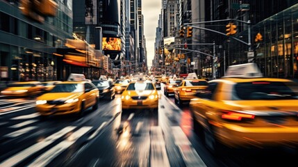 Fototapeta na wymiar A bustling urban transportation during peak hours, taxi concept, showcasing the rush of city life