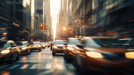 Fototapeta na wymiar A bustling urban transportation during peak hours, taxi concept, showcasing the rush of city life