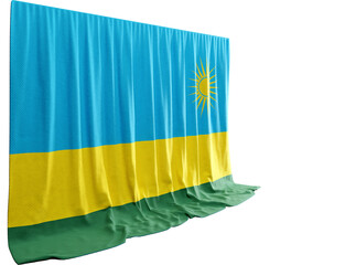 Rwanda Flag Curtain in 3D Rendering called Flag of Rwanda