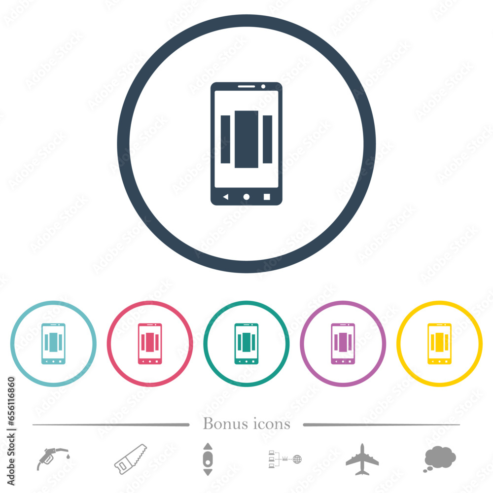 Poster setting up mobile homescreen flat color icons in round outlines