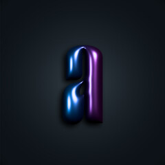 3D Chrome Balloon A Letter Design. Trendy Glossy Plastic Effect. Vector Font with Gradient Metal Texture