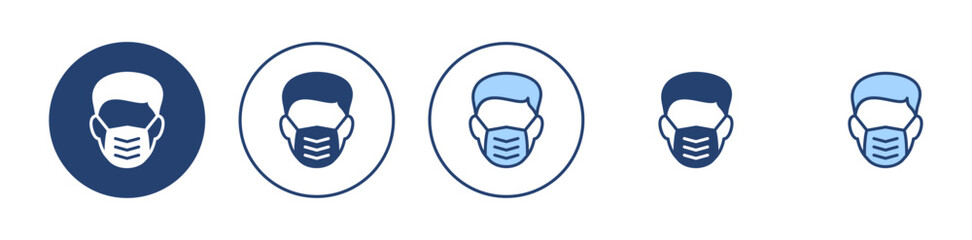 Mask icon vector. Medical mask sign and symbol. Man face with mask icon. Safety breathing mask