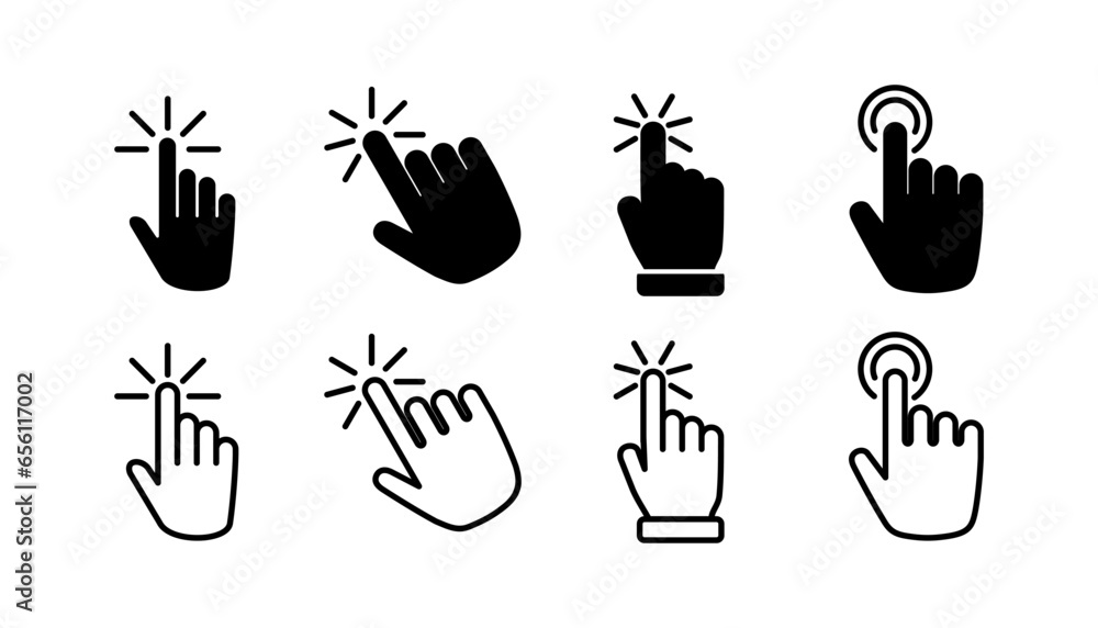 Poster hand click icon vector. clicking finger icon. pointer icon