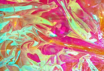 Abstract neon overlay holographic background, plastic texture