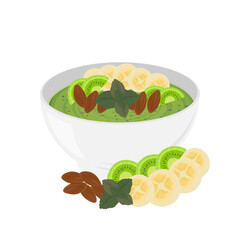 Logo Illustration of a Kiwi Green Smoothie with Fresh fruit in a bowl