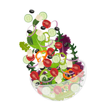 Healthy Food Tossed salad Illustration Logo