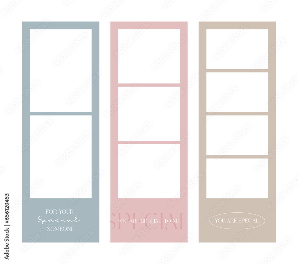 Poster photo frame template illustration set with various number of vertical photo frames. a template with 