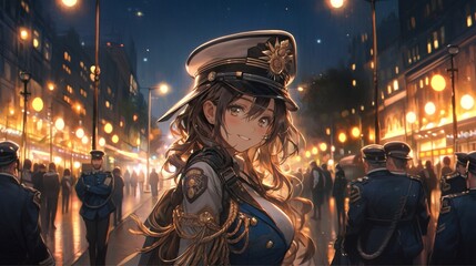 ［AI生成画像］街中のきれいな女性警察官2-2