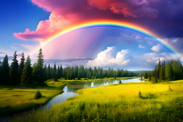 Naklejka premium Traumhafte Regenbogenlandschaft