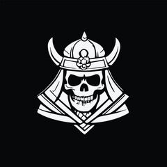  skull  samurai mascot logo vector icon