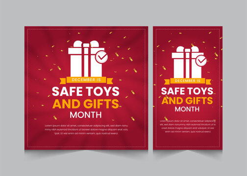 Safe toys and gifts month, december month kids occasional days, vector illustration eps 10
