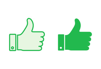 Thumbs up icon set. Hand like. Like icon vector.