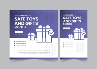 Safe toys and gifts month, december month kids occasional days, vector illustration eps 10