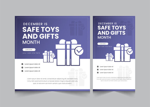Safe toys and gifts month, december month kids occasional days, vector illustration eps 10
