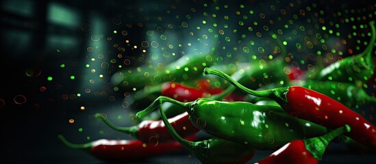 Smart farm AI infographic of Thai food ingredient Chilli peppers - obrazy, fototapety, plakaty
