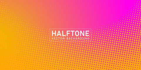 Color halftone texture, abstract yellow pink dotted gradient background