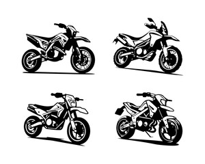 A set collection of supermoto vector illustrations