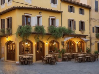 Fototapeta premium Romantic Alfresco Dining: Dive into the Heart of Italy with Our Charming Trattoria!
