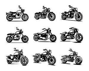 A set collection of motorbike bobber vector illustrations